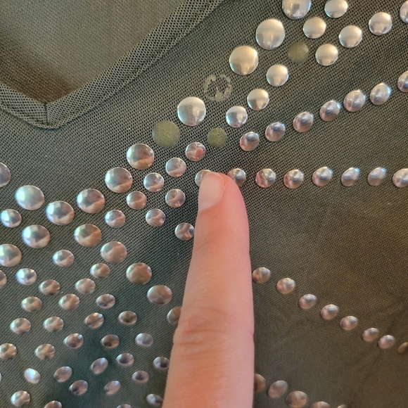 90s Y2K Express Green Sparkle Micro Mesh Embellished Top - Picture 4 of 8